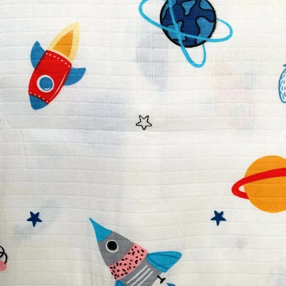 NWT Cute Boys Rocket Ship & Planets Baby Romper Sleep N' Play One-Piece 6M-9M